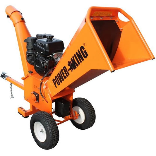 Powerking 5 In. 14HP Kohler Tow-Behind Wood Chipper Shredder with Wheel Base Extension & 2 Blade