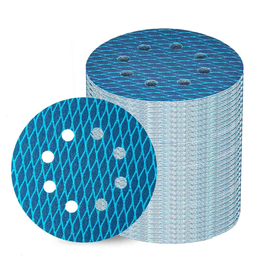 Orbital Sander Sandpaper 5 Inch 8 Hole Sanding Disc Hook and Loop Pads Sand Paper 180 Grit for Wood Metal 70 PCS Blue Aluminum Oxide anti Blocking Rhombus Sanding Discs