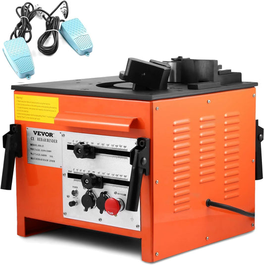 Electric Hydraulic Rebar Bender,1700W Desktop Electric Rebar Bender,Bending up to 1 Inch #8 6-25Mm Rebar Bending Angle 0-180 Degrees,With Foot Pedal for Bending Steel Rope(1700W RB-25)