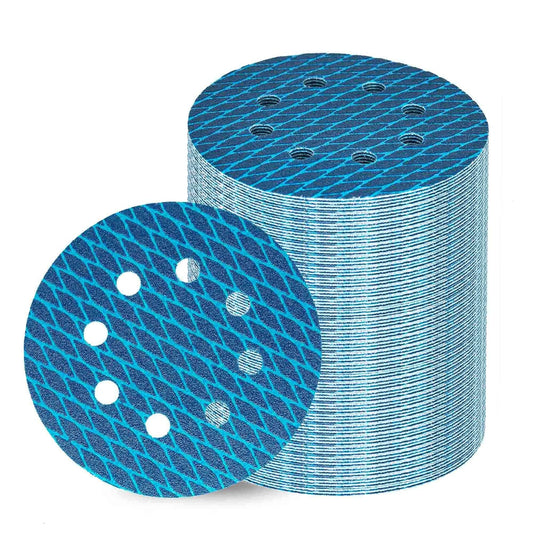 Orbital Sander Sandpaper 5 Inch 8 Hole Sanding Disc Hook and Loop Pads Sand Paper 120 Grit for Wood Metal 70 PCS Blue Aluminum Oxide anti Blocking Rhombus Sanding Discs